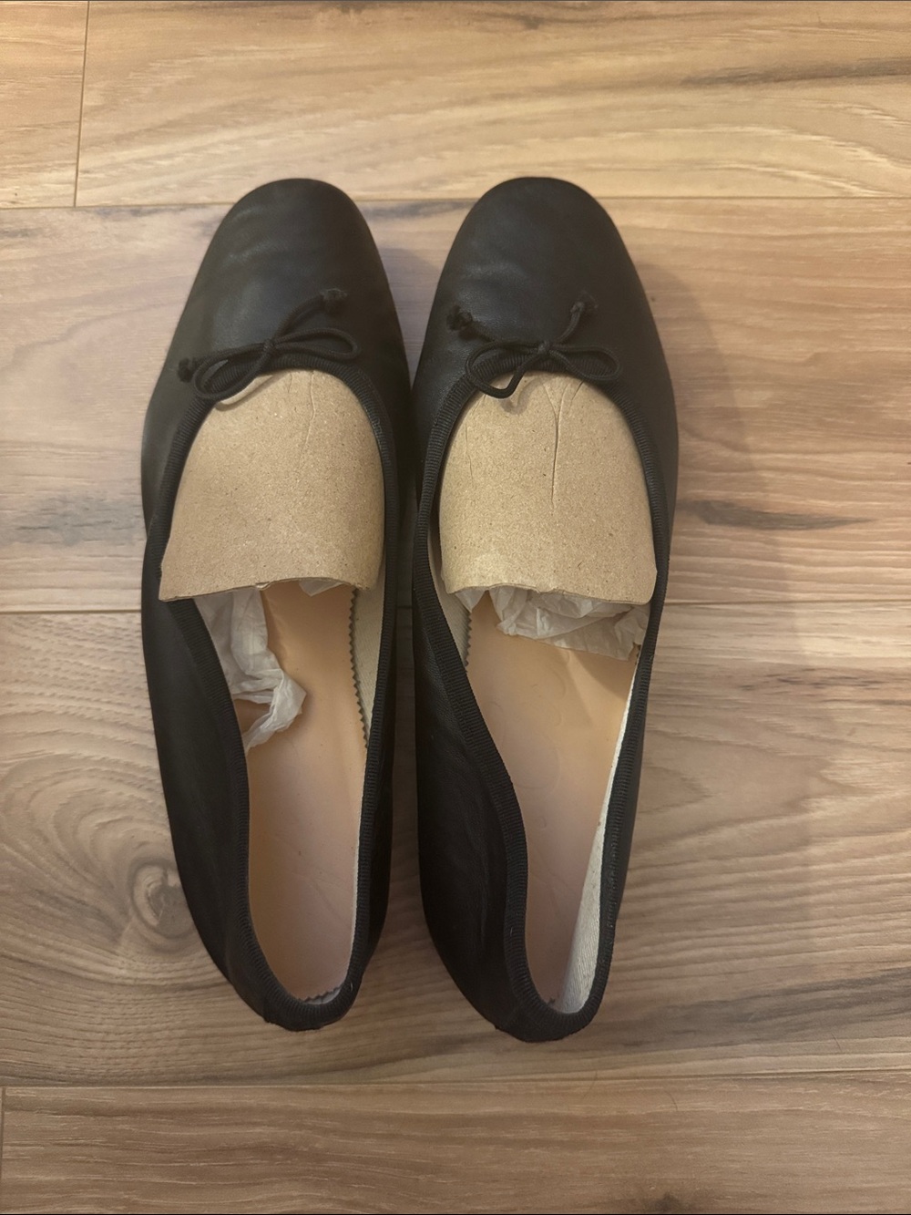 J. Crew Black Leather Ballet Flats with Bow - Picture 5 of 13